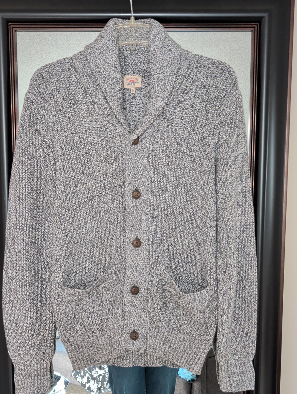 Faherty Marled Shawl Collar Gray Cardigan
